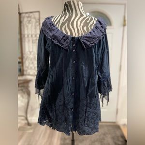 Love Polly Dark Blue Lace Blouse Size Large